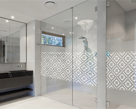 Patterned Privacy Window Film In The Bathroom
