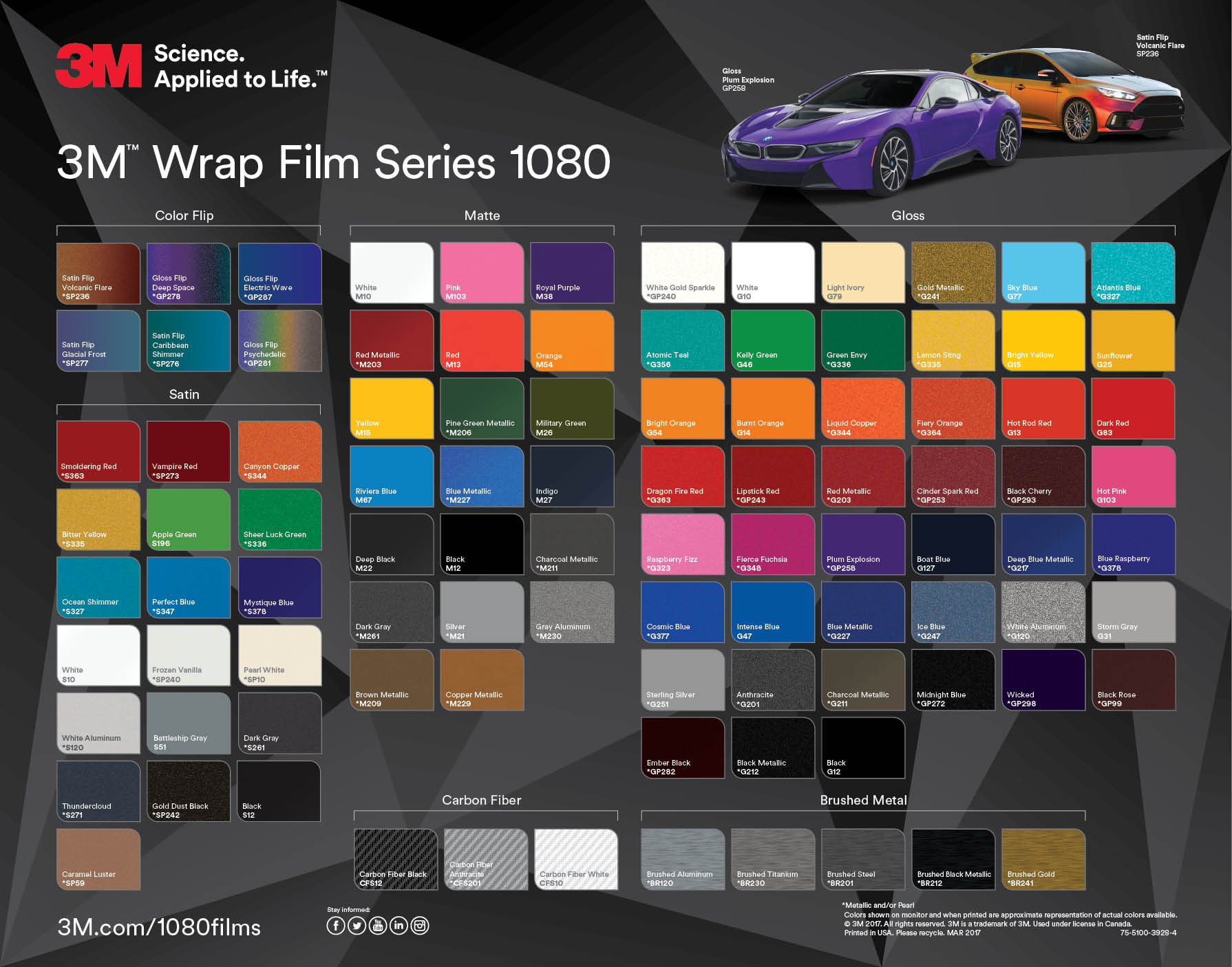 Custom Car Wraps - Wrap Colour Chart